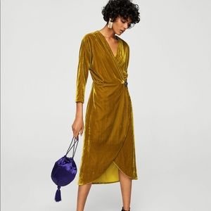 Gold Velvet Mango holiday dress